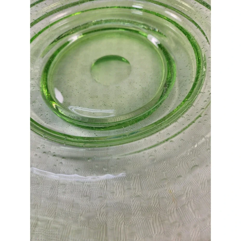 Empoli Green Pedestal Console Bowl Italian Controlled Bubble Glass 13
